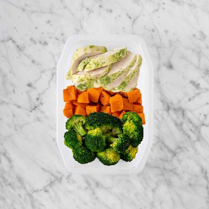 100g Garlic Herb Chicken Breast 50g Smokey Pumpkin 150g Broccoli