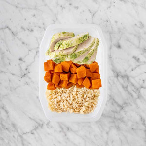 100g Garlic Herb Chicken Breast 250g Smokey Pumpkin 100g Brown Rice