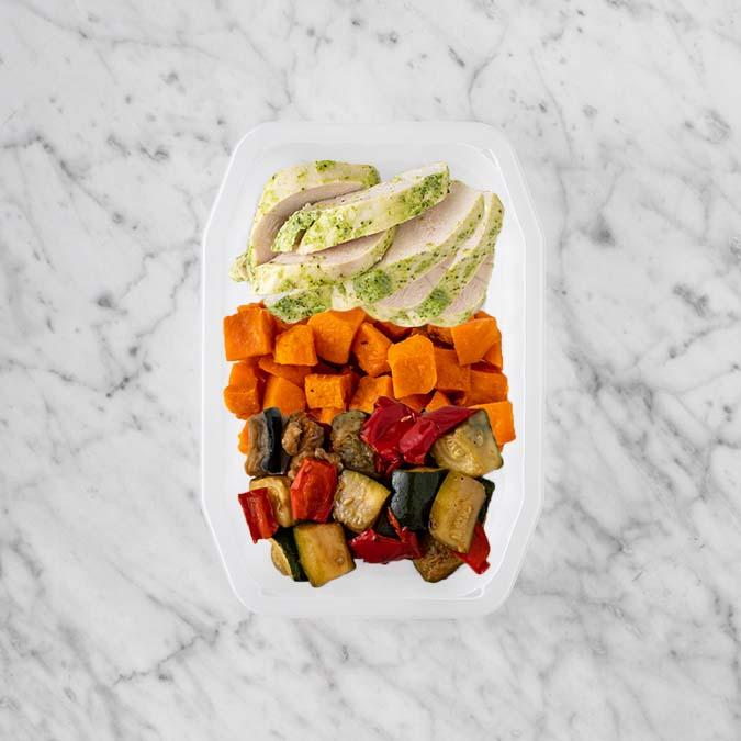 100g Garlic Herb Chicken Breast 150g Smokey Pumpkin 250g Char Veg