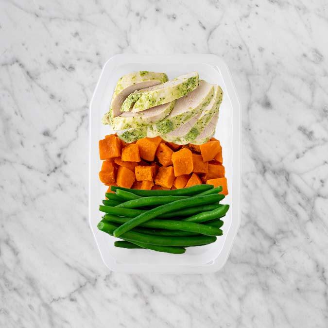 100g Garlic Herb Chicken Breast 100g Smokey Pumpkin 100g Green Beans
