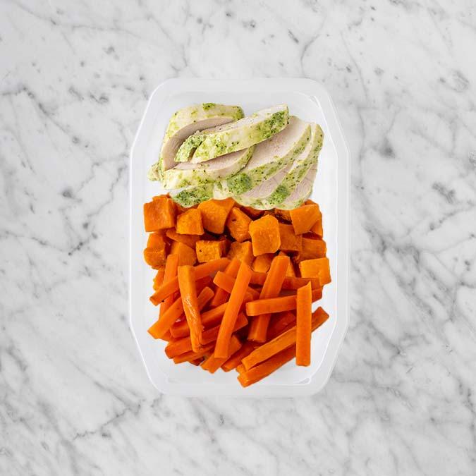 150g Garlic Herb Chicken Breast 100g Smokey Pumpkin 100g Honey Baked Carrots