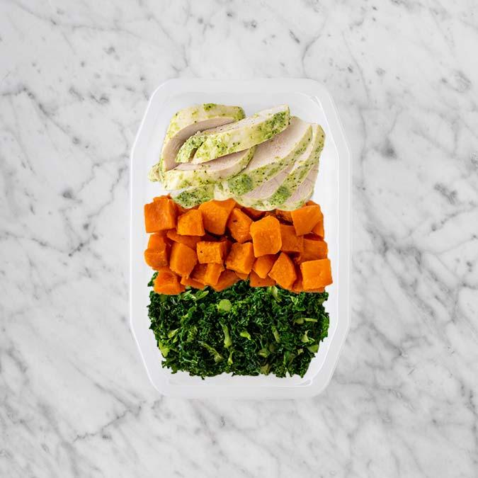 100g Garlic Herb Chicken Breast 250g Smokey Pumpkin 100g Kale