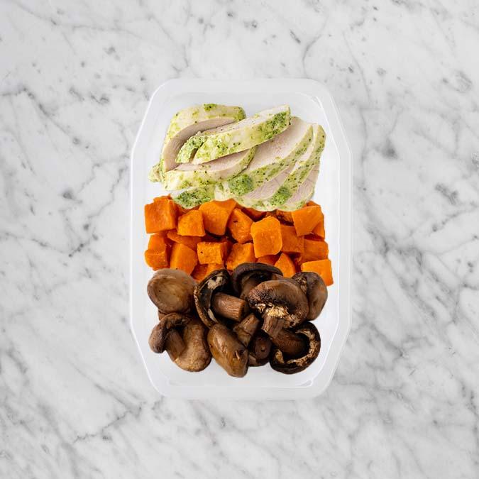 100g Garlic Herb Chicken Breast 100g Smokey Pumpkin 150g Mushrooms