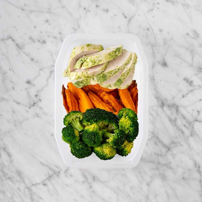 100g Garlic Herb Chicken Breast 250g Sweet Potato Fries 150g Broccoli