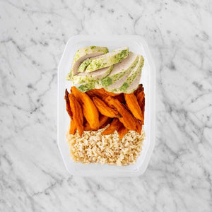 100g Garlic Herb Chicken Breast 150g Sweet Potato Fries 200g Brown Rice