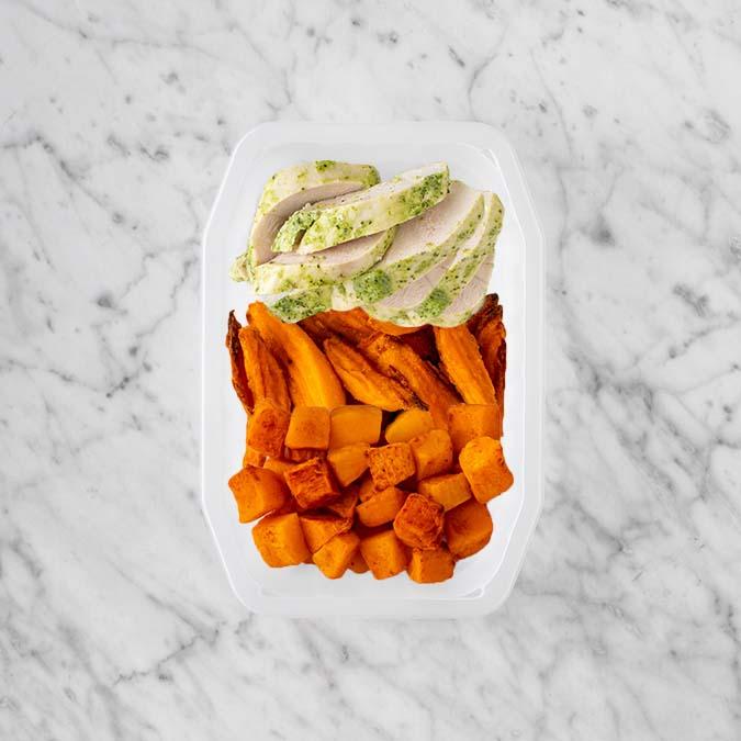 100g Garlic Herb Chicken Breast 250g Sweet Potato Fries 50g Rosemary Baked Sweet Potato