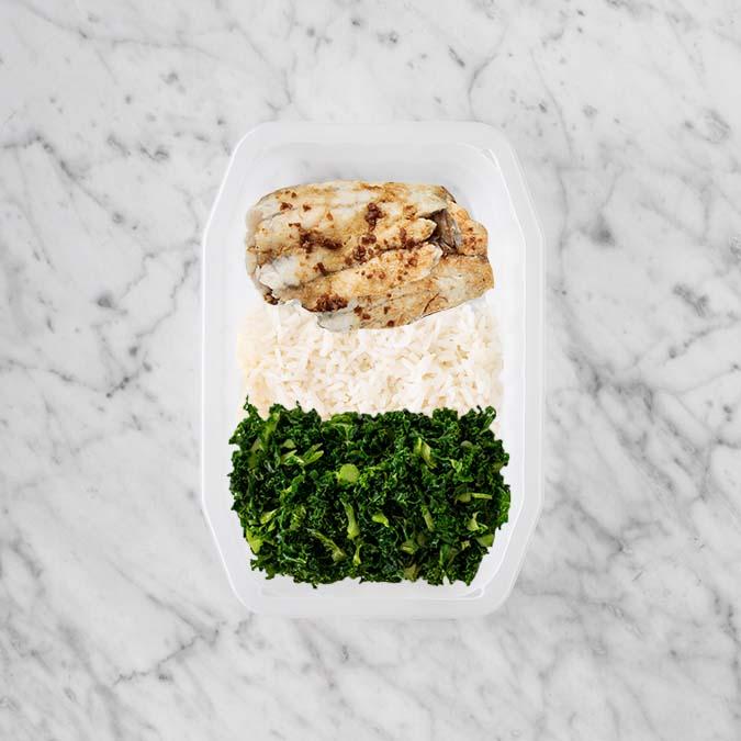 150g Honey Soy Barramundi 100g Basmati Rice 100g Kale