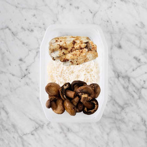 250g Honey Soy Barramundi 200g Basmati Rice 50g Mushrooms