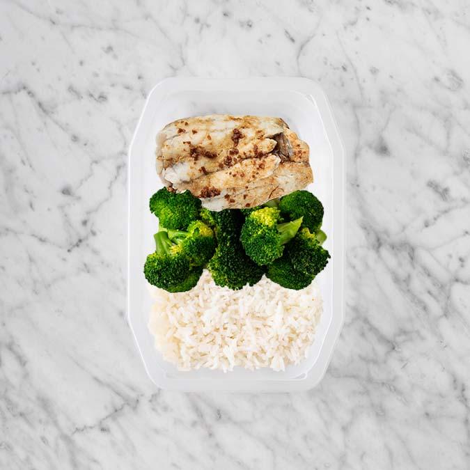 250g Honey Soy Barramundi 150g Broccoli 50g Basmati Rice