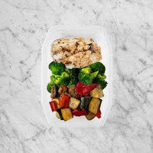 150g Honey Soy Barramundi 100g Broccoli 100g Char Veg