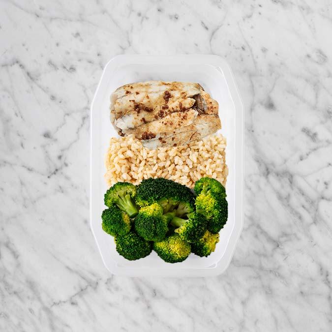 150g Honey Soy Barramundi 100g Brown Rice 100g Broccoli
