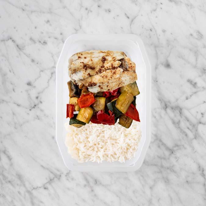 250g Honey Soy Barramundi 150g Char Veg 200g Basmati Rice