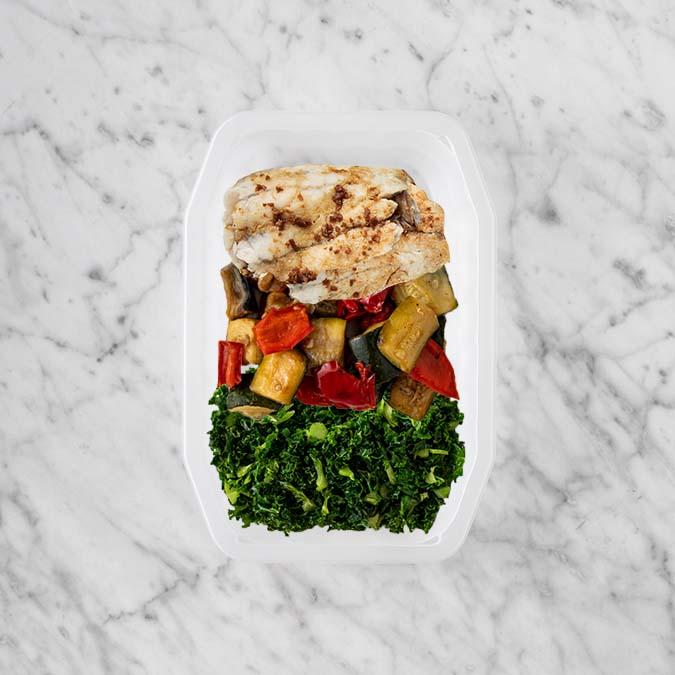 100g Honey Soy Barramundi 100g Char Veg 100g Kale