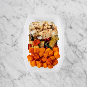 100g Honey Soy Barramundi 100g Char Veg 100g Rosemary Baked Sweet Potato
