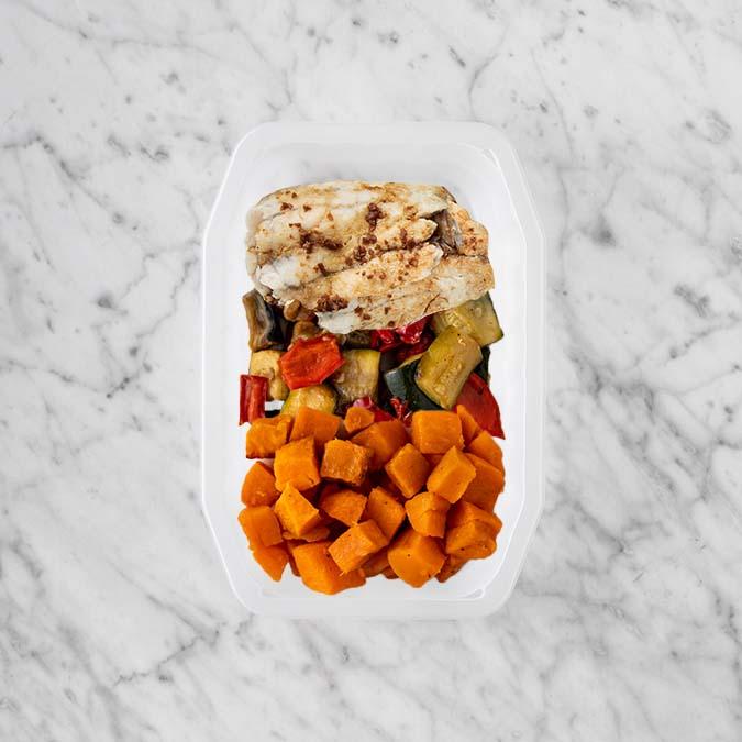 100g Honey Soy Barramundi 100g Char Veg 100g Smokey Pumpkin