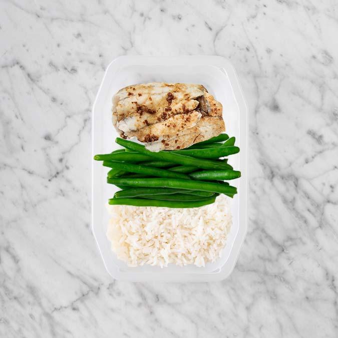 200g Honey Soy Barramundi 50g Green Beans 100g Basmati Rice