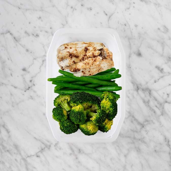 150g Honey Soy Barramundi 100g Green Beans 100g Broccoli