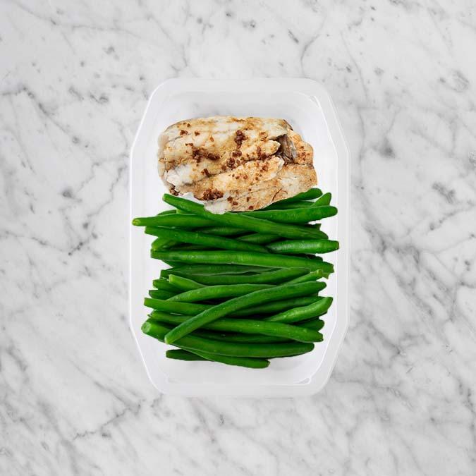 200g Honey Soy Barramundi 50g Green Beans 50g Green Beans