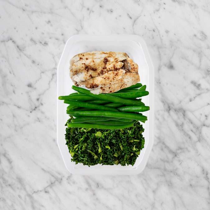 150g Honey Soy Barramundi 100g Green Beans 100g Kale
