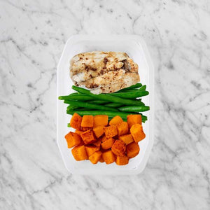 100g Honey Soy Barramundi 50g Green Beans 50g Rosemary Baked Sweet Potato