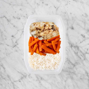 250g Honey Soy Barramundi 150g Honey Baked Carrots 150g Basmati Rice