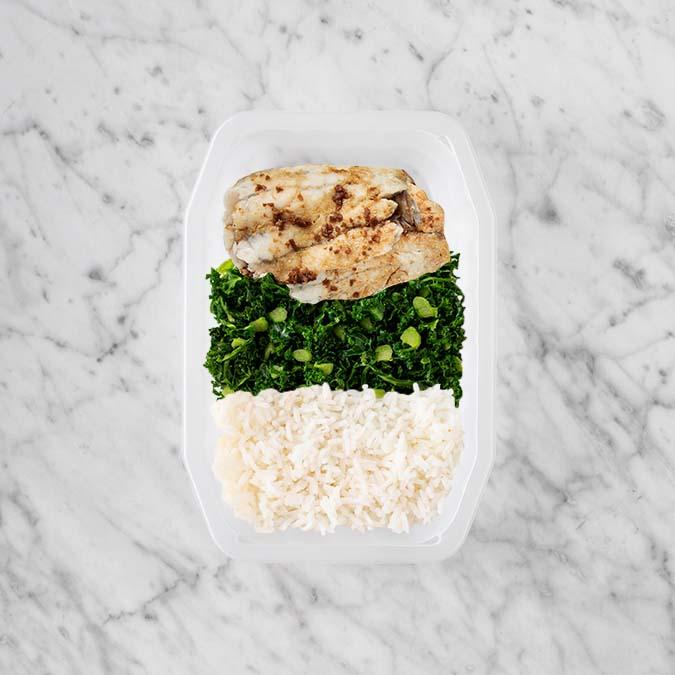 250g Honey Soy Barramundi 150g Kale 200g Basmati Rice
