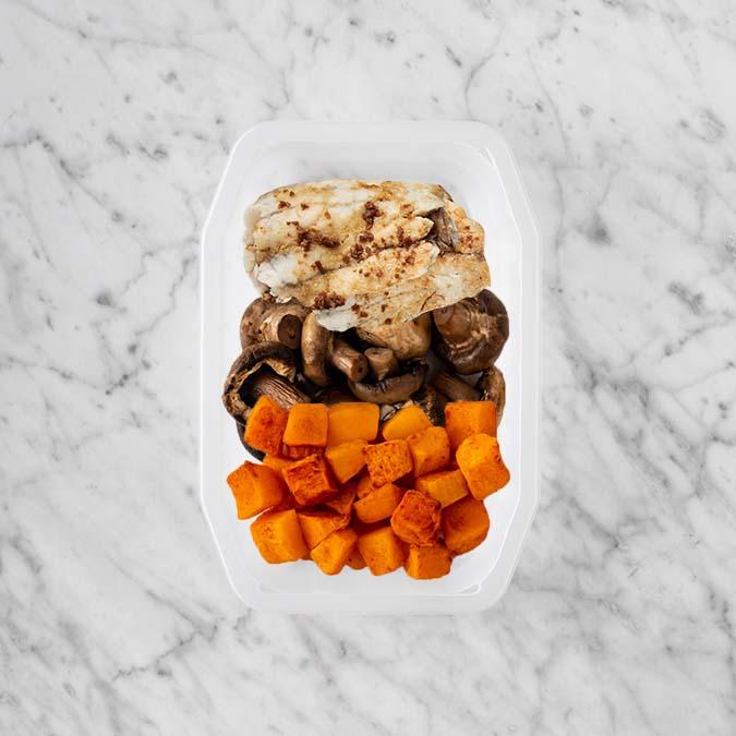 100g Honey Soy Barramundi 100g Mushrooms 100g Rosemary Baked Sweet Potato