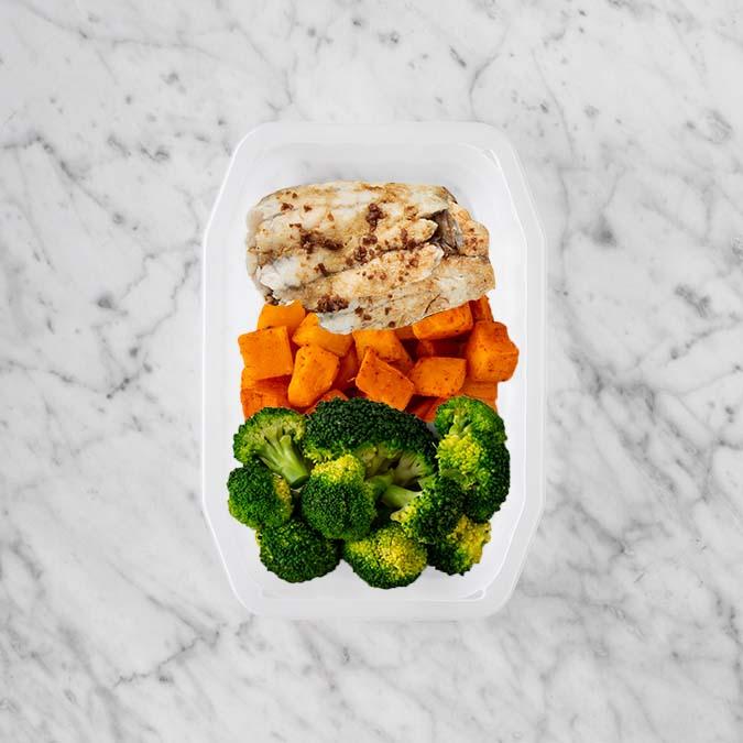 200g Honey Soy Barramundi 150g Rosemary Baked Sweet Potato 150g Broccoli