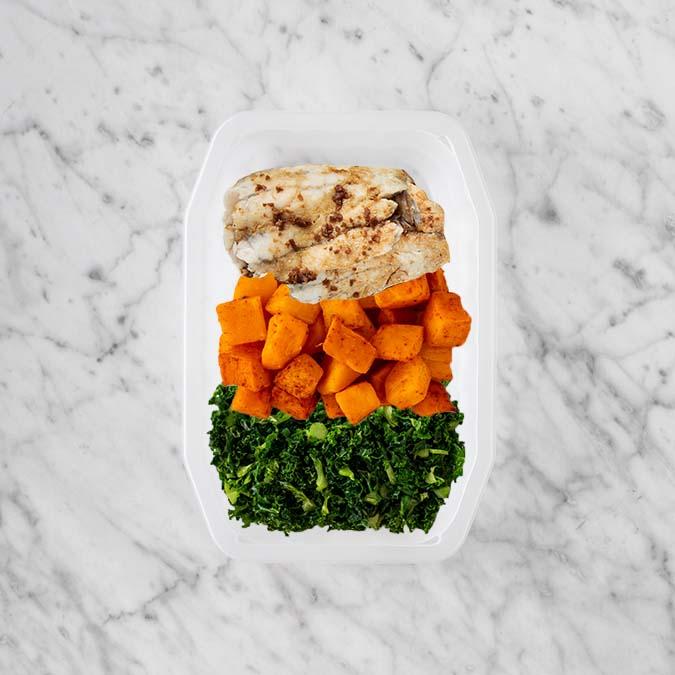 100g Honey Soy Barramundi 100g Rosemary Baked Sweet Potato 100g Kale