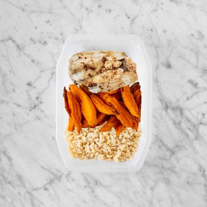 100g Honey Soy Barramundi 100g Sweet Potato Fries 100g Brown Rice