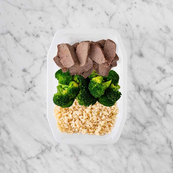 100g Mediterranean Lamb 50g Broccoli 50g Brown Rice