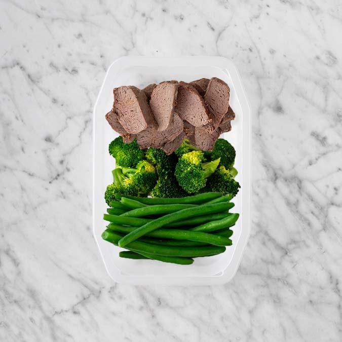 100g Mediterranean Lamb 50g Broccoli 50g Green Beans