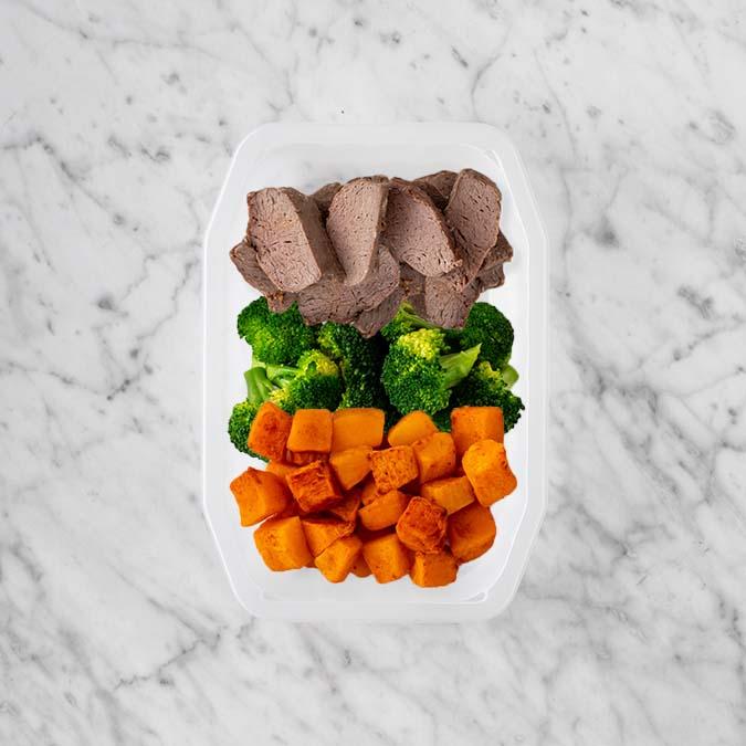 150g Mediterranean Lamb 100g Broccoli 100g Rosemary Baked Sweet Potato