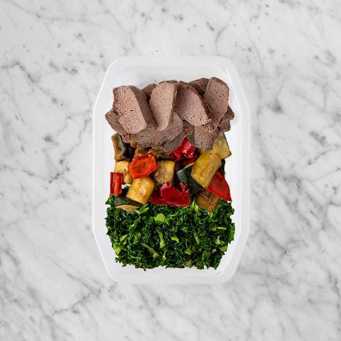 150g Mediterranean Lamb 100g Char Veg 100g Kale