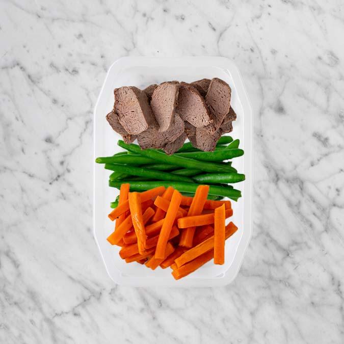 100g Mediterranean Lamb 50g Green Beans 50g Honey Baked Carrots
