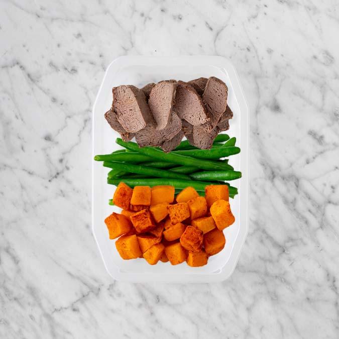 100g Mediterranean Lamb 100g Green Beans 100g Rosemary Baked Sweet Potato