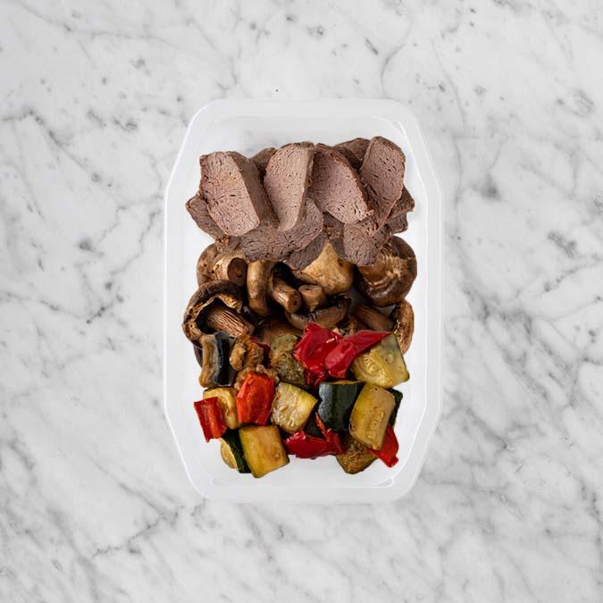 100g Mediterranean Lamb 100g Mushrooms 100g Char Veg