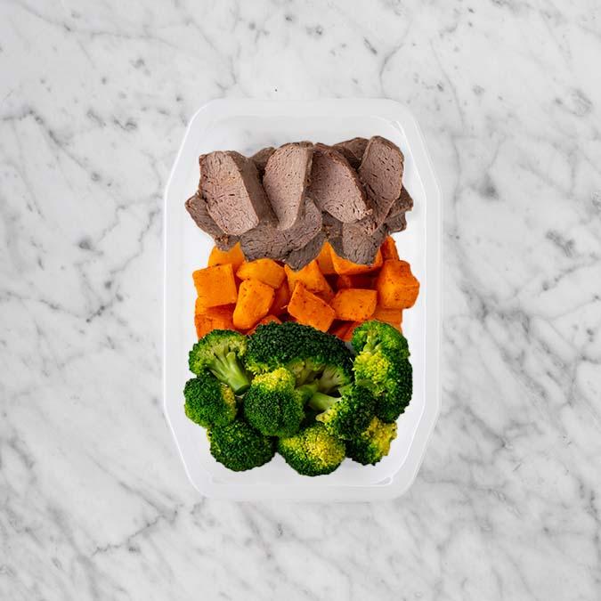 150g Mediterranean Lamb 100g Rosemary Baked Sweet Potato 100g Broccoli