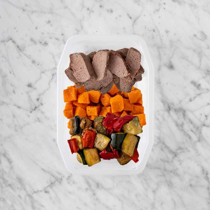 150g Mediterranean Lamb 100g Smokey Pumpkin 100g Char Veg