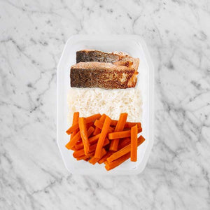 100g Salmon 100g Basmati Rice 100g Honey Baked Carrots