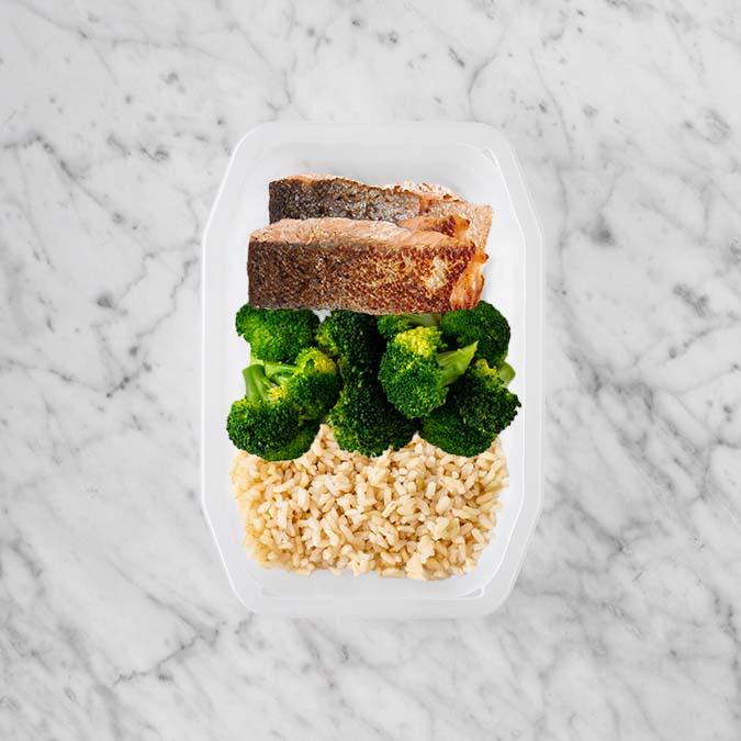 100g Salmon 50g Broccoli 50g Brown Rice