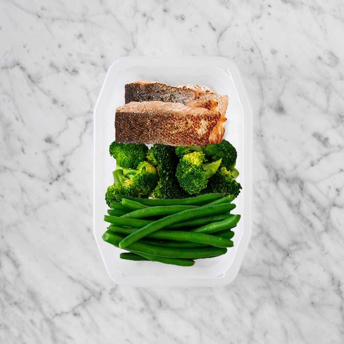 100g Salmon 250g Broccoli 250g Green Beans