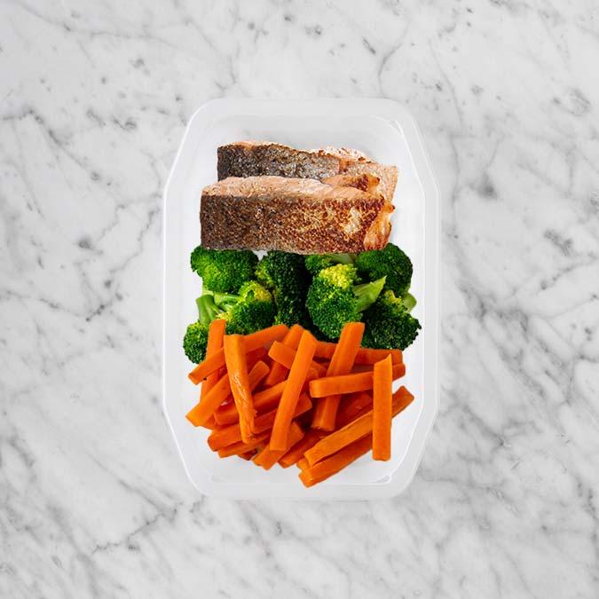 200g Salmon 100g Broccoli 100g Honey Baked Carrots
