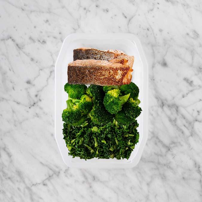 150g Salmon 100g Broccoli 100g Kale
