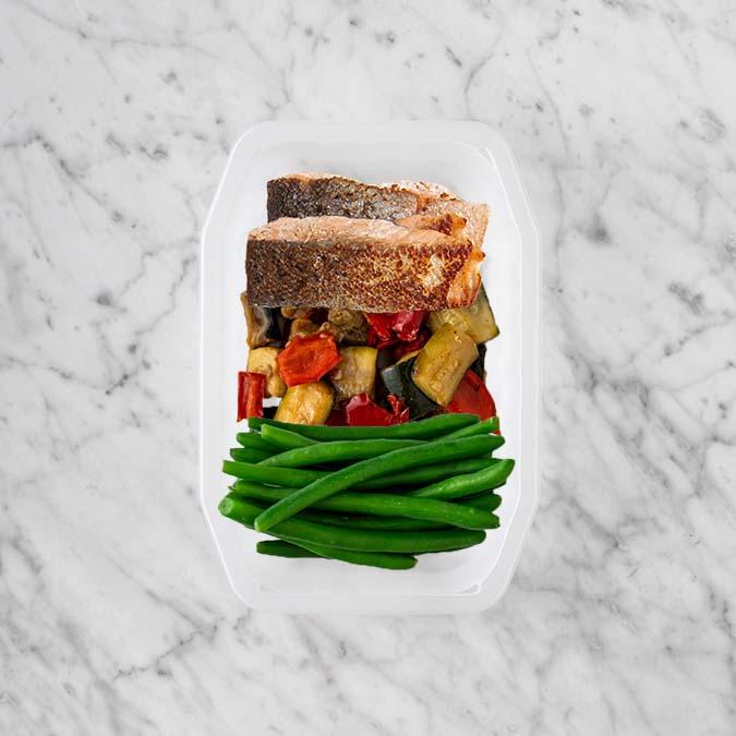 250g Salmon 100g Char Veg 200g Green Beans