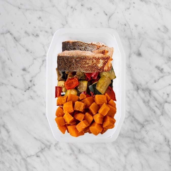150g Salmon 100g Char Veg 100g Smokey Pumpkin