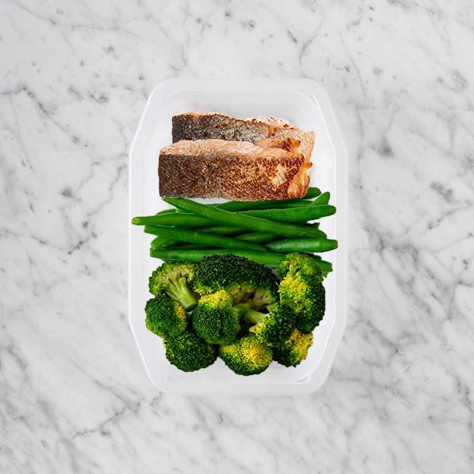 150g Salmon 100g Green Beans 100g Broccoli