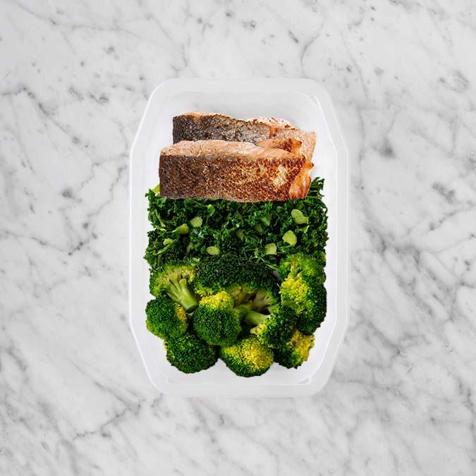 150g Salmon 50g Kale 100g Broccoli