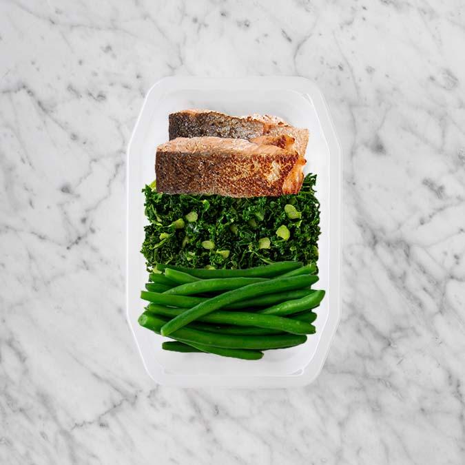 250g Salmon 100g Kale 250g Green Beans