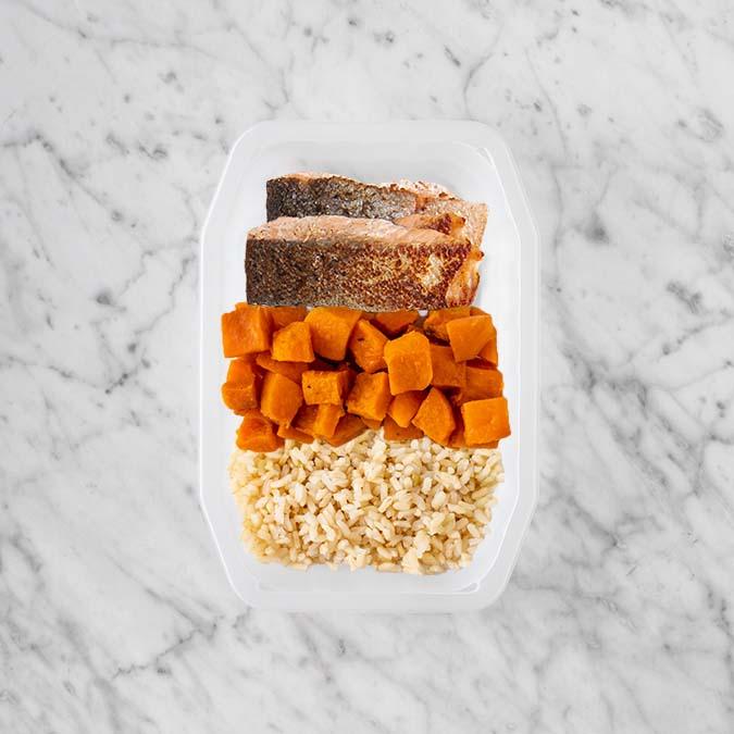 150g Salmon 100g Smokey Pumpkin 100g Brown Rice